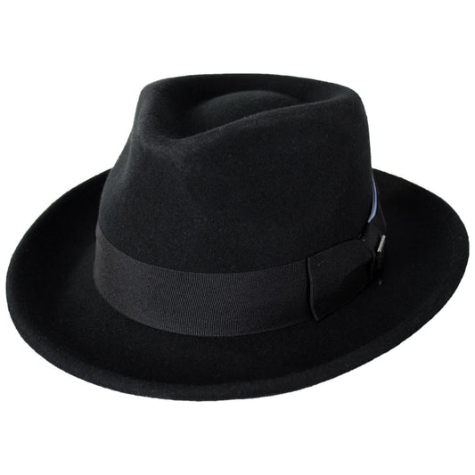 Stacy Adams | Mickey Wool Felt Fedora Hat | 130425 | lead | BLACK/GREY