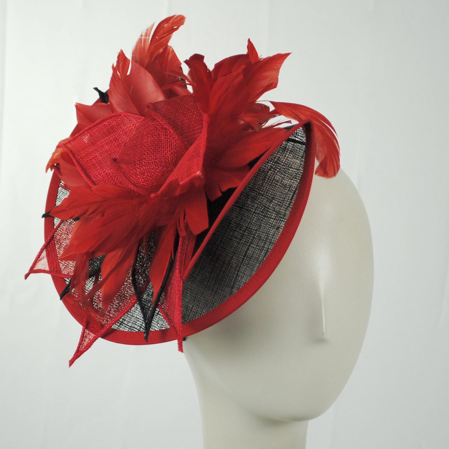 Sophia | Two Tone Folded Sinamay Straw Fascinator Hat | 122902 | front | RED