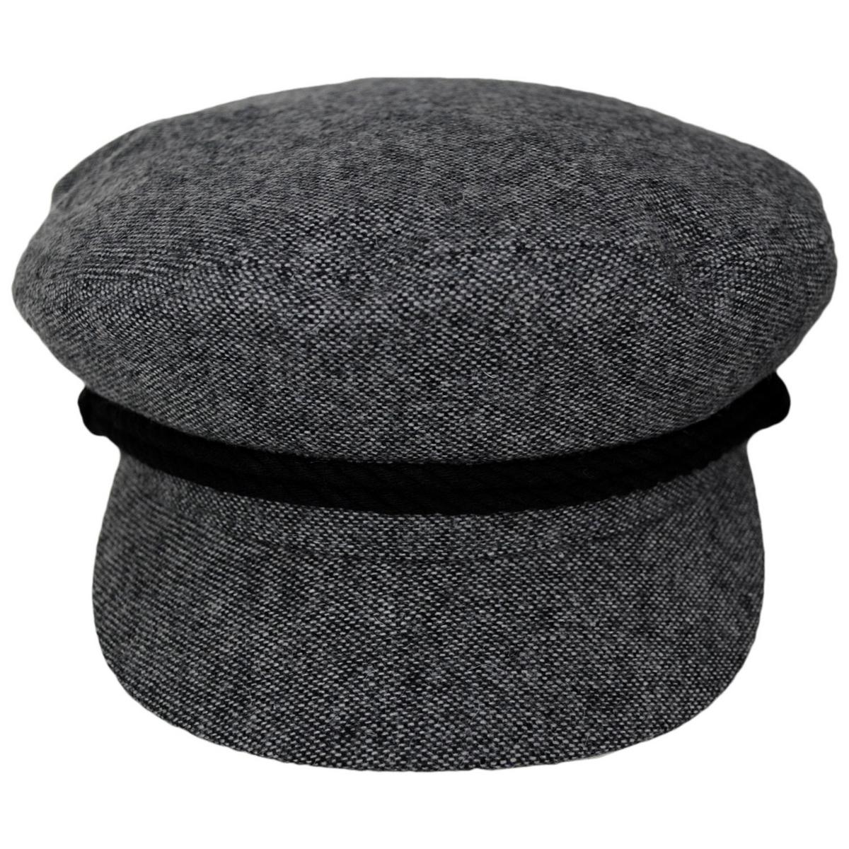 BRIXTON HATS | Wool Blend Tweed Fiddler Cap - Grey/Black | 181303GBT | front | GREY/BLACK