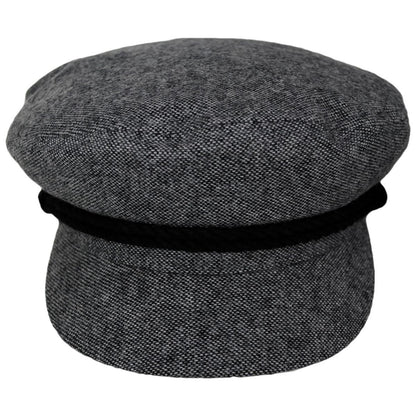 BRIXTON HATS | Wool Blend Tweed Fiddler Cap - Grey/Black | 181303GBT | front | GREY/BLACK