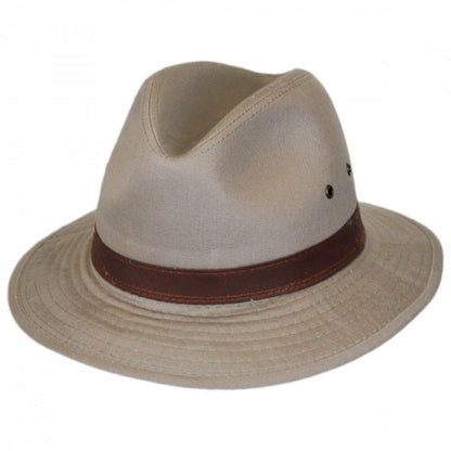 Dorfman Pacific | Packable Cotton Twill Safari Fedora Hat | 140215 | lead | KHAKI