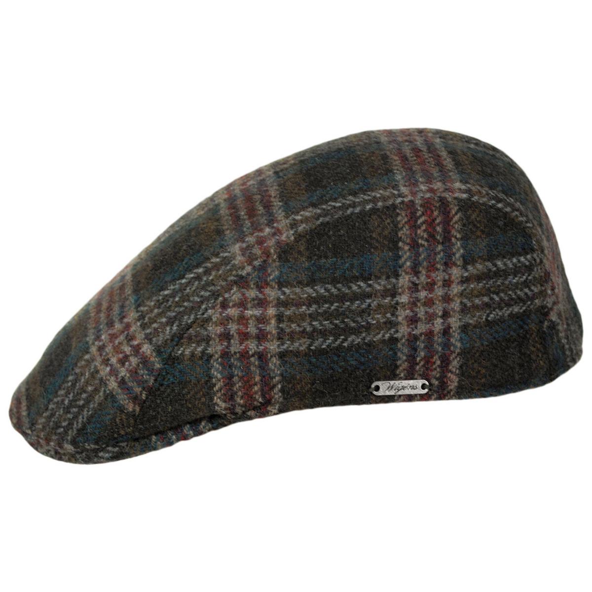 Wigens Caps | Magee Multi Check Wool Modern Ivy Cap | 161968 | profile | DARK BLUE
