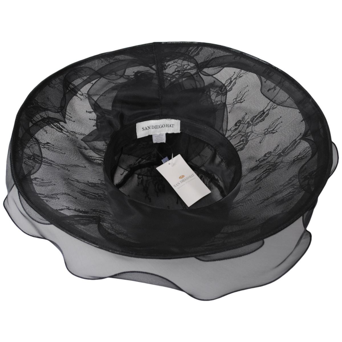 San Diego Hat Company | Organza Lace Boater Dress Hat | 121051 | under | BLACK