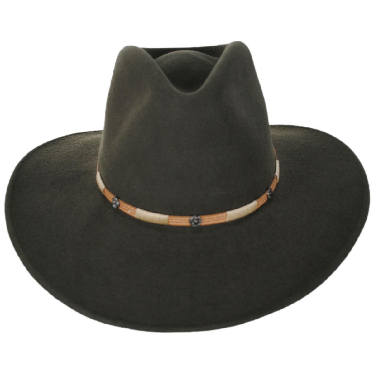 Bigalli | Frontier Long Trail Crushable Merino Wool Felt Aussie Hat | 131404 | front | MOSS