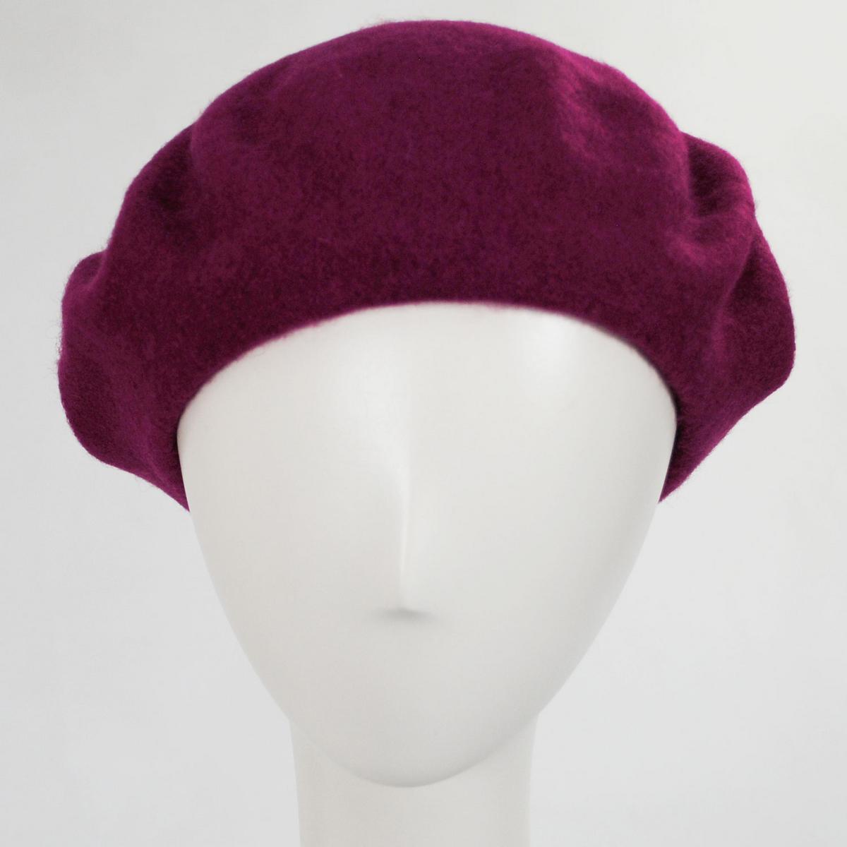 Village Hat Shop | Wholesale Wool Fashion Beret B2B Pre-Pack | B2B152500 | front | RASPBERRY
