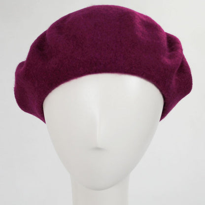 Village Hat Shop | Wholesale Wool Fashion Beret B2B Pre-Pack | B2B152500 | front | RASPBERRY