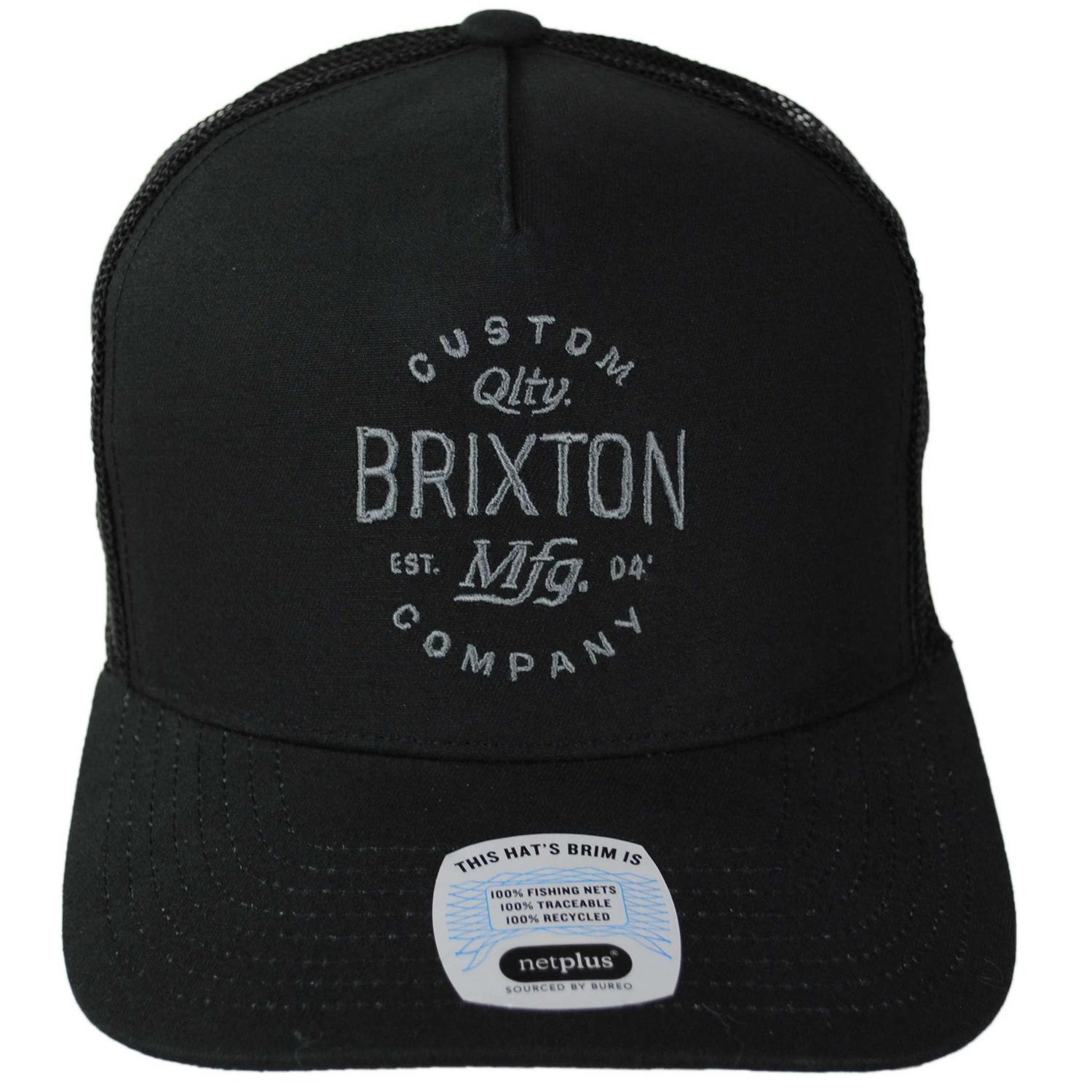 BRIXTON HATS | Fremont NetPlus Mesh Trucker Snapback Baseball Cap | 201896 | front | BLACK/BLACK