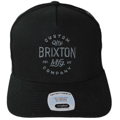 BRIXTON HATS | Fremont NetPlus Mesh Trucker Snapback Baseball Cap | 201896 | front | BLACK/BLACK