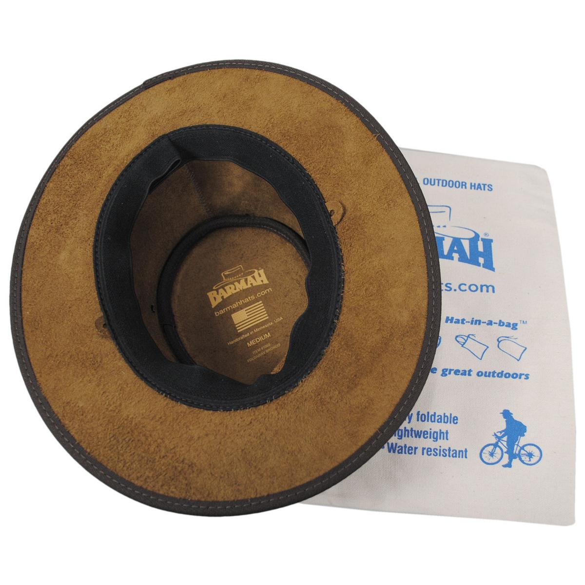 Barmah | Bronco Cattle Leather Foldaway Drover Hat | 400905 | under | RUSTIC