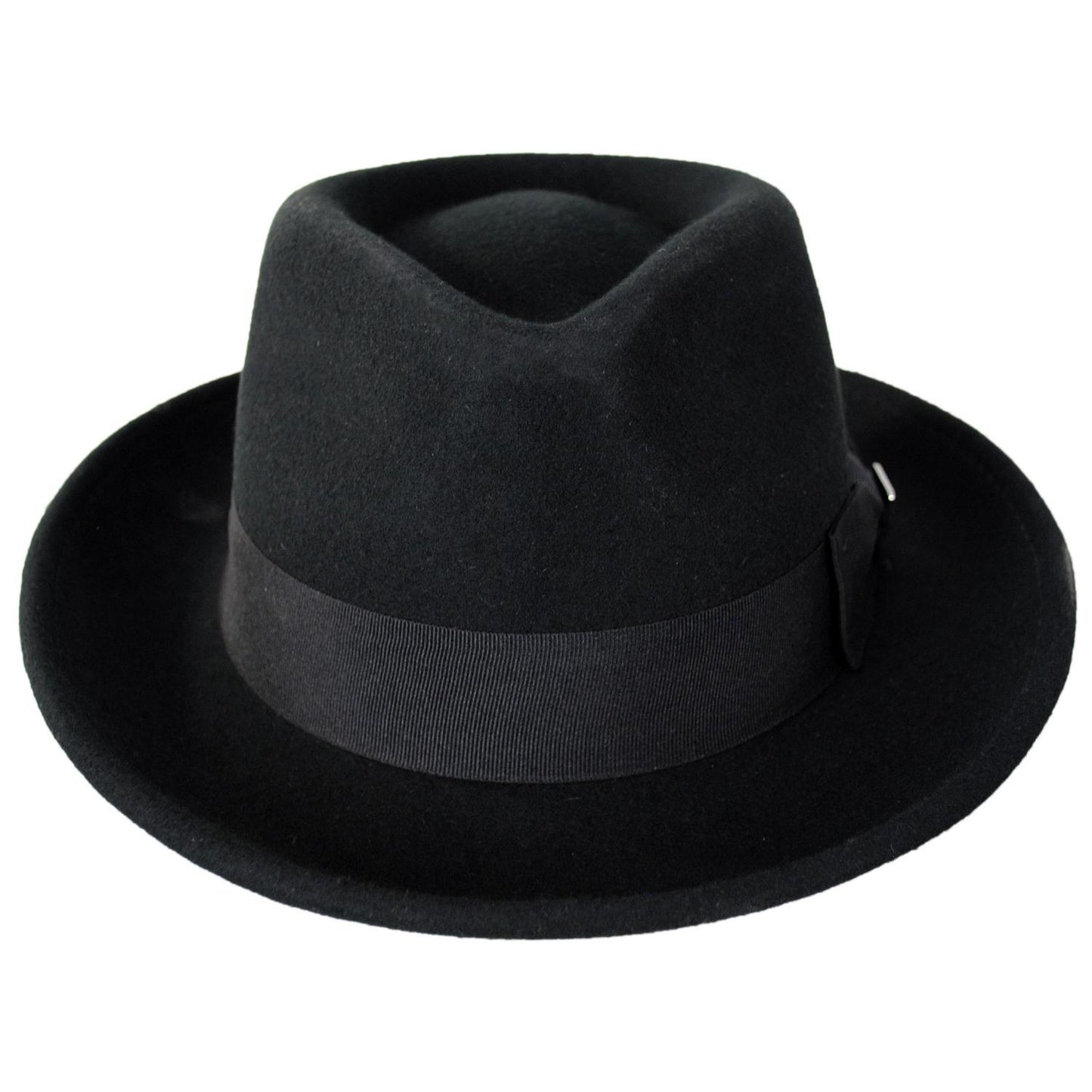 Stacy Adams | Mickey Wool Felt Fedora Hat | 130425 | front | BLACK/GREY