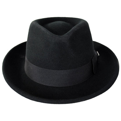 Stacy Adams | Mickey Wool Felt Fedora Hat | 130425 | front | BLACK/GREY