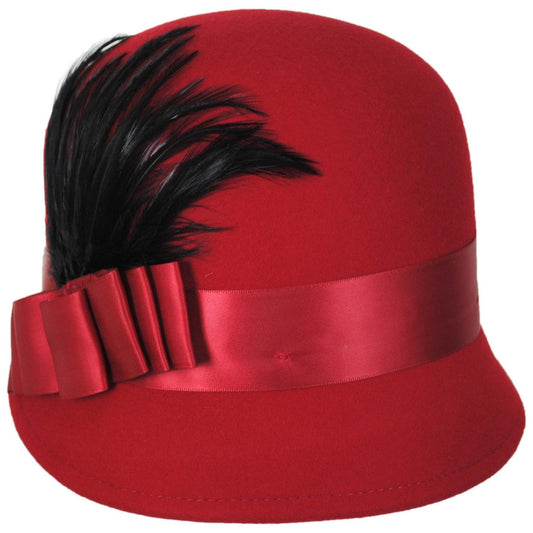 sur la tete | Chloe Wool Felt Cloche Hat | 125511 | lead | RED