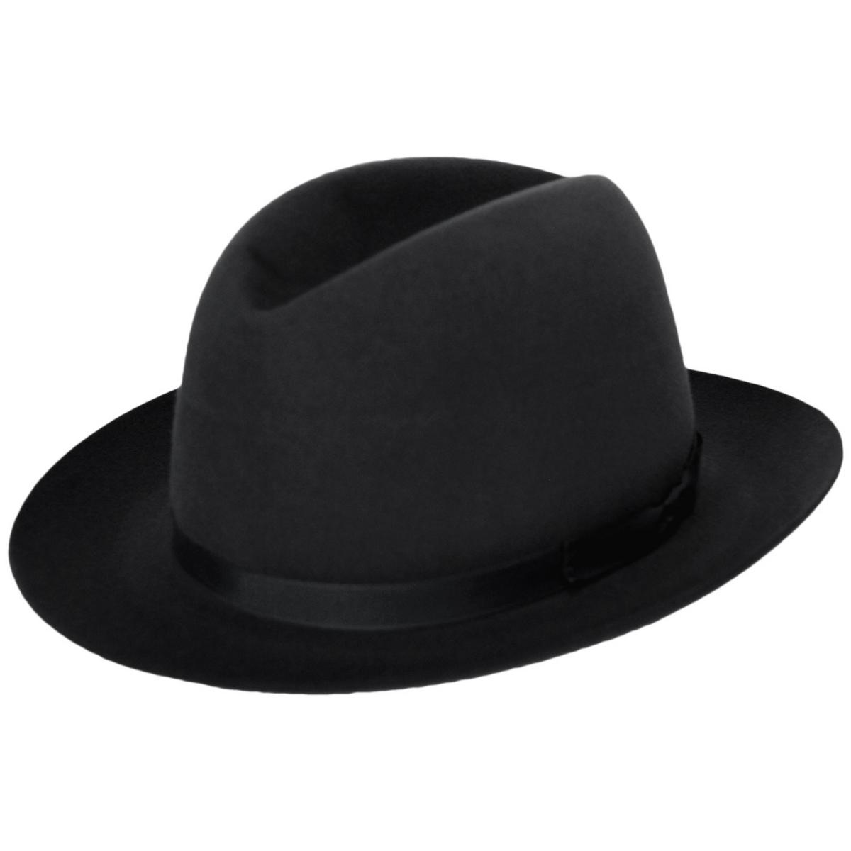 Stefeno Hats | Dalton Rollable Fur Felt Shapeable Open Crown Fedora Hat | 136008 | detailone | BLACK