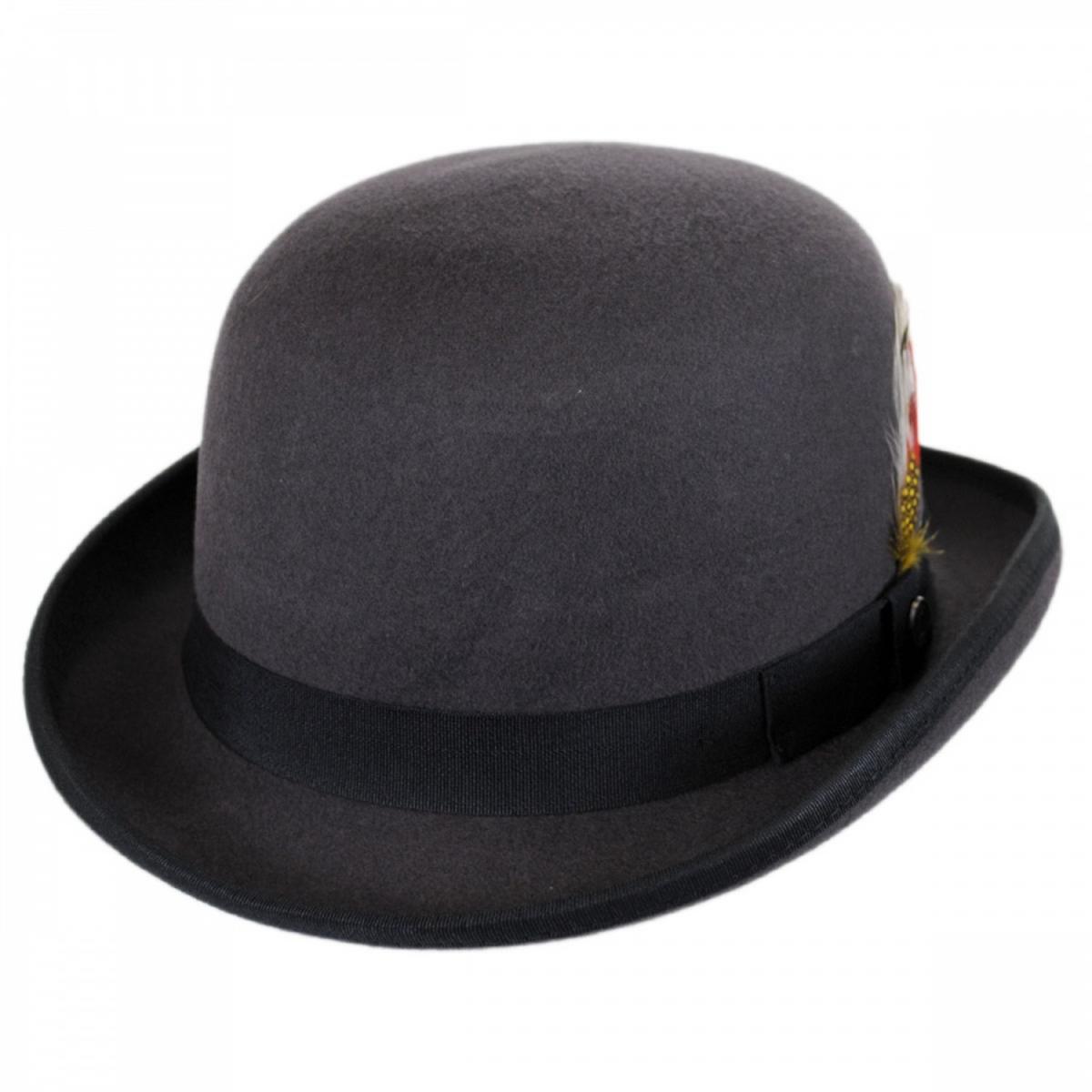 Jaxon Hats | English Wool Felt Bowler Hat | 132055 | lead | GREY/BLACK