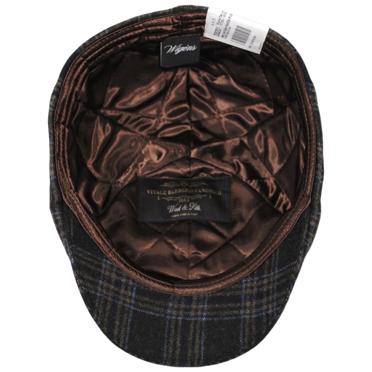 Wigens Caps | Italian Check Flannel Wool/Silk Pub Cap | 161969 | under | BROWN