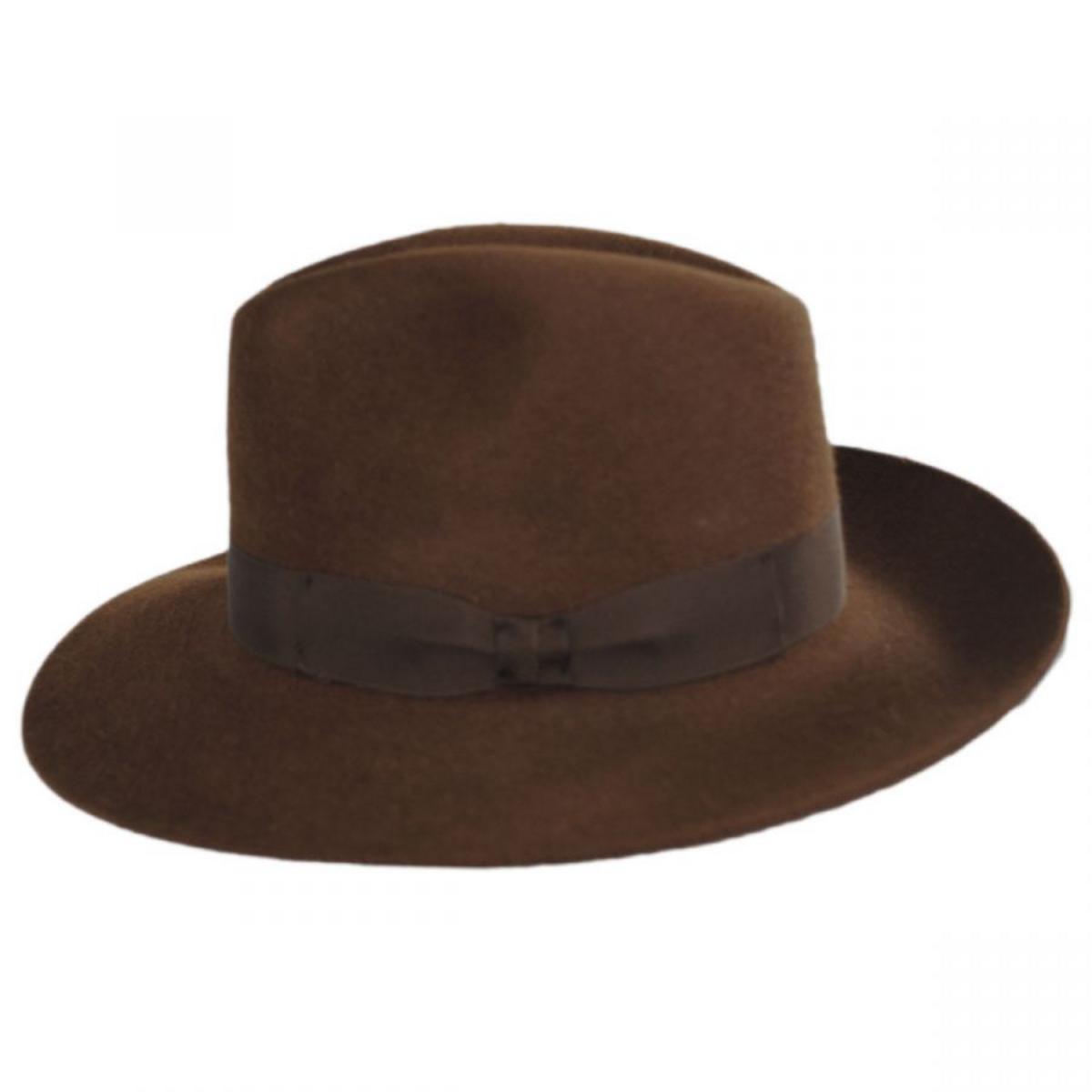 Stefeno Hats | Buck Fur Felt Wide Brim Fedora Hat | 136068 | profile | COGNAC