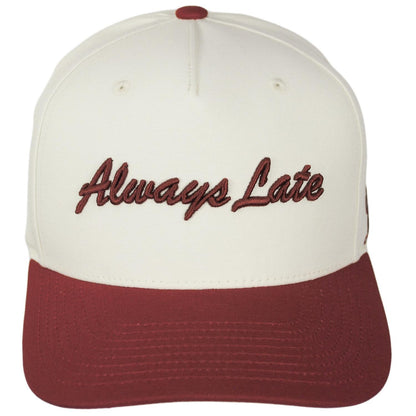 BRIXTON HATS | Always Late Cotton Snapback Baseball Cap | 201735 | front | OFF WHITE/DARK BRICK