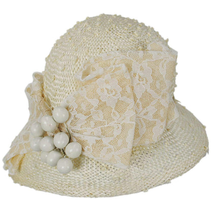 Jeanne Marie | Knotted Sisal Straw Asymmetrical Cloche Hat | 122470 | lead | NATURAL