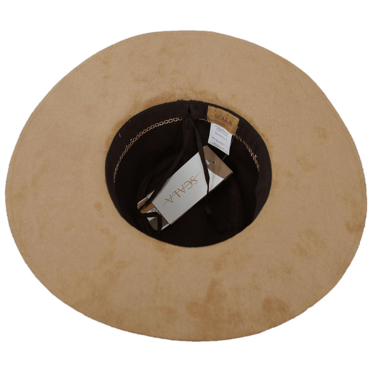 Scala | Nayarit Vegan Suede Safari Fedora Hat | 106449 | under | TAN