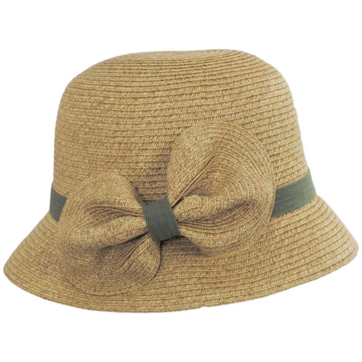Toucan Collection | Toyo Straw Bow Cloche Hat - Made to Order | 104852 | profile | NATURAL/OLIVE