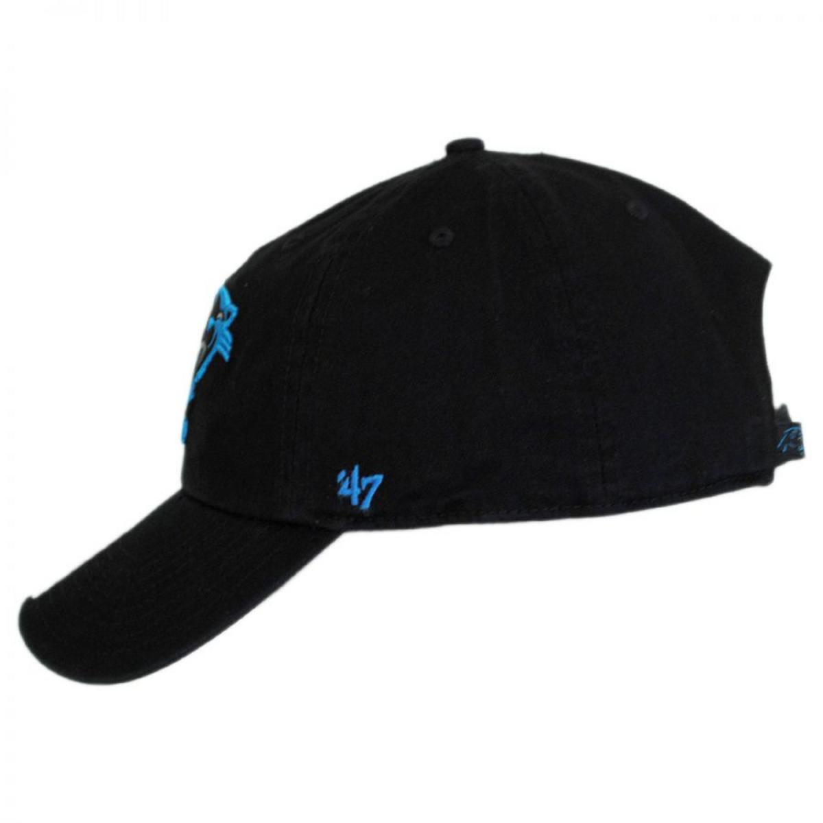 47 Brand | Carolina Panthers NFL Clean Up Strapback Baseball Cap Dad Hat | 203520 | profile | BLACK