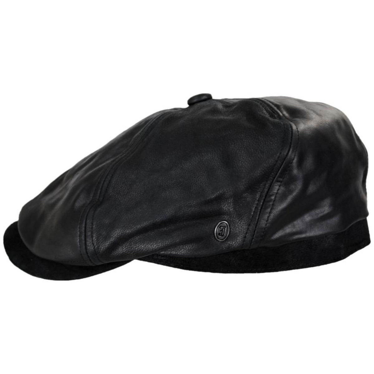 Jaxon Hats | Leather Suede Newsboy Cap | 168202 | profile | BLACK