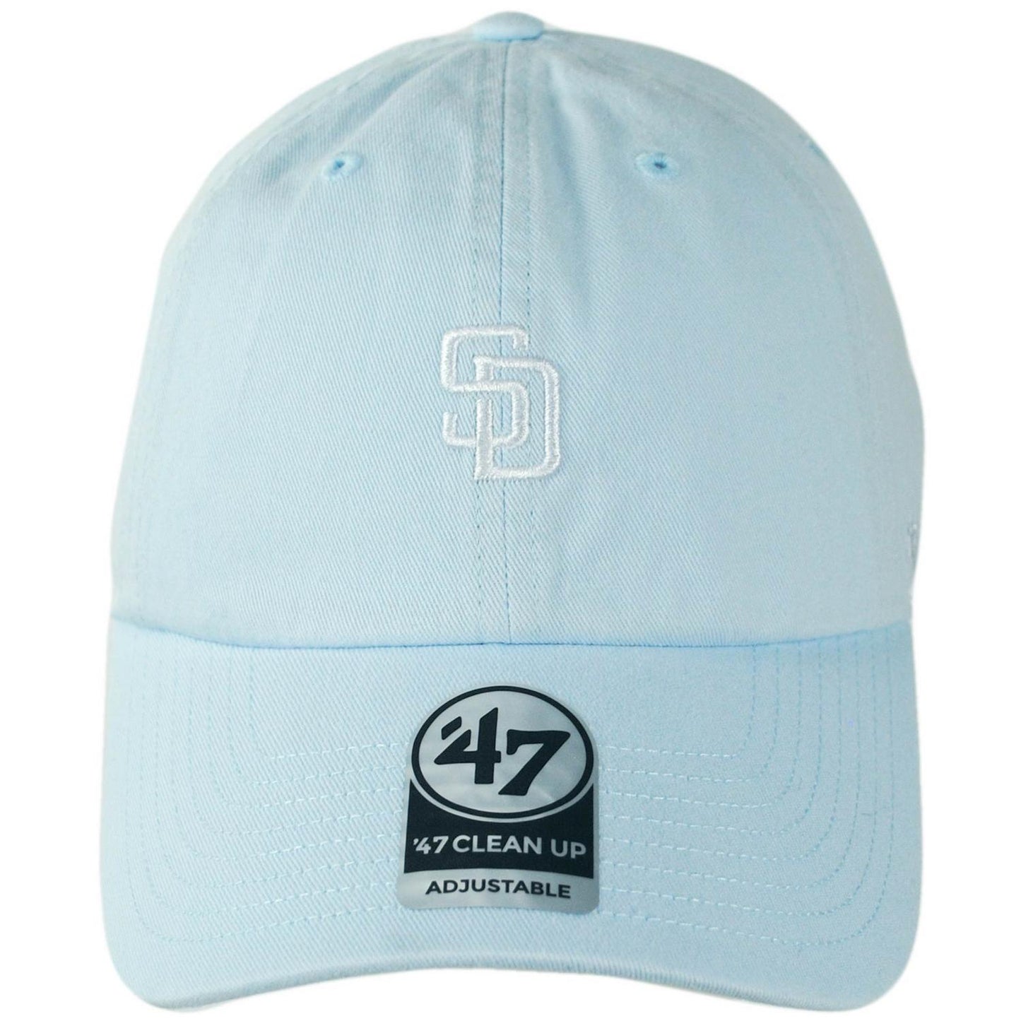 47 Brand | San Diego Padres MLB Base Runner Clean Up Strapback Baseball Cap Dad Hat | 204426 | front | DIGITAL BLUE