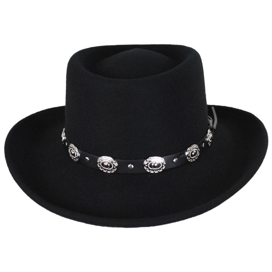 Jaxon Hats | Wholesale Crossfire Wool Felt Gambler Hat B2B Pre-Pack | B2B132004 | front | BLACK