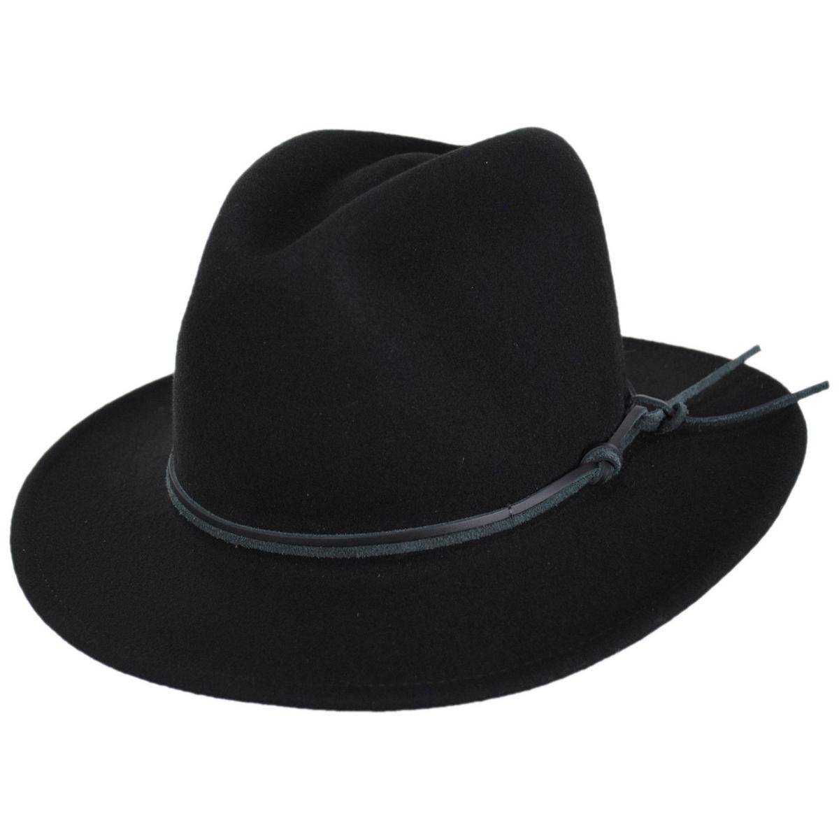 Bailey Western | Rattler Crushable Wool LiteFelt Safari Fedora Hat | 130109 | lead | BLACK