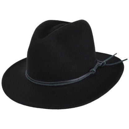 Bailey Western | Rattler Crushable Wool LiteFelt Safari Fedora Hat | 130109 | lead | BLACK
