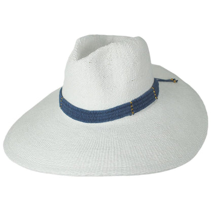 NIKKI BEACH | Saylor Wide Brim Toyo Straw Fedora Hat | 102713 | lead | WHITE/NAVY
