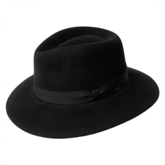 Bailey 1922 | Ammon Wool Felt Teardrop Fedora Hat - Black & Navy | 130159BN | lead | BLACK
