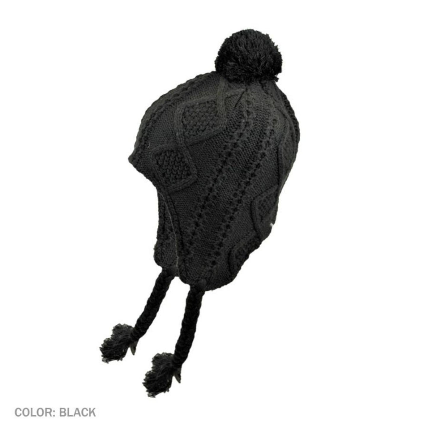Jaxon Hats | Kid's Cable Knit Peruvian Beanie Hat | 502901 | front | BLACK