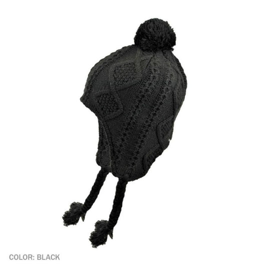 Jaxon Hats | Kid's Cable Knit Peruvian Beanie Hat | 502901 | front | BLACK