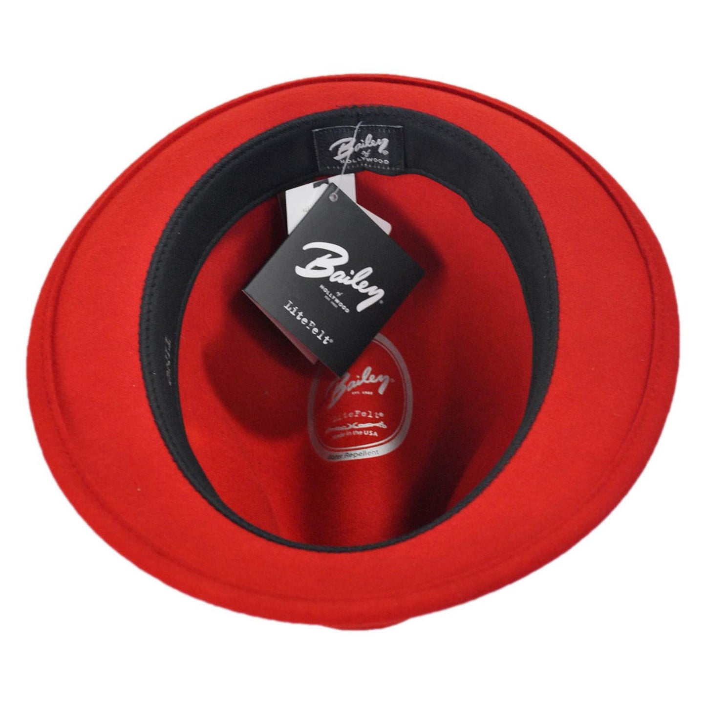 Bailey 1922 | Tino Wool LiteFelt Trilby Fedora Hat - Red | 130008RED | under | RED