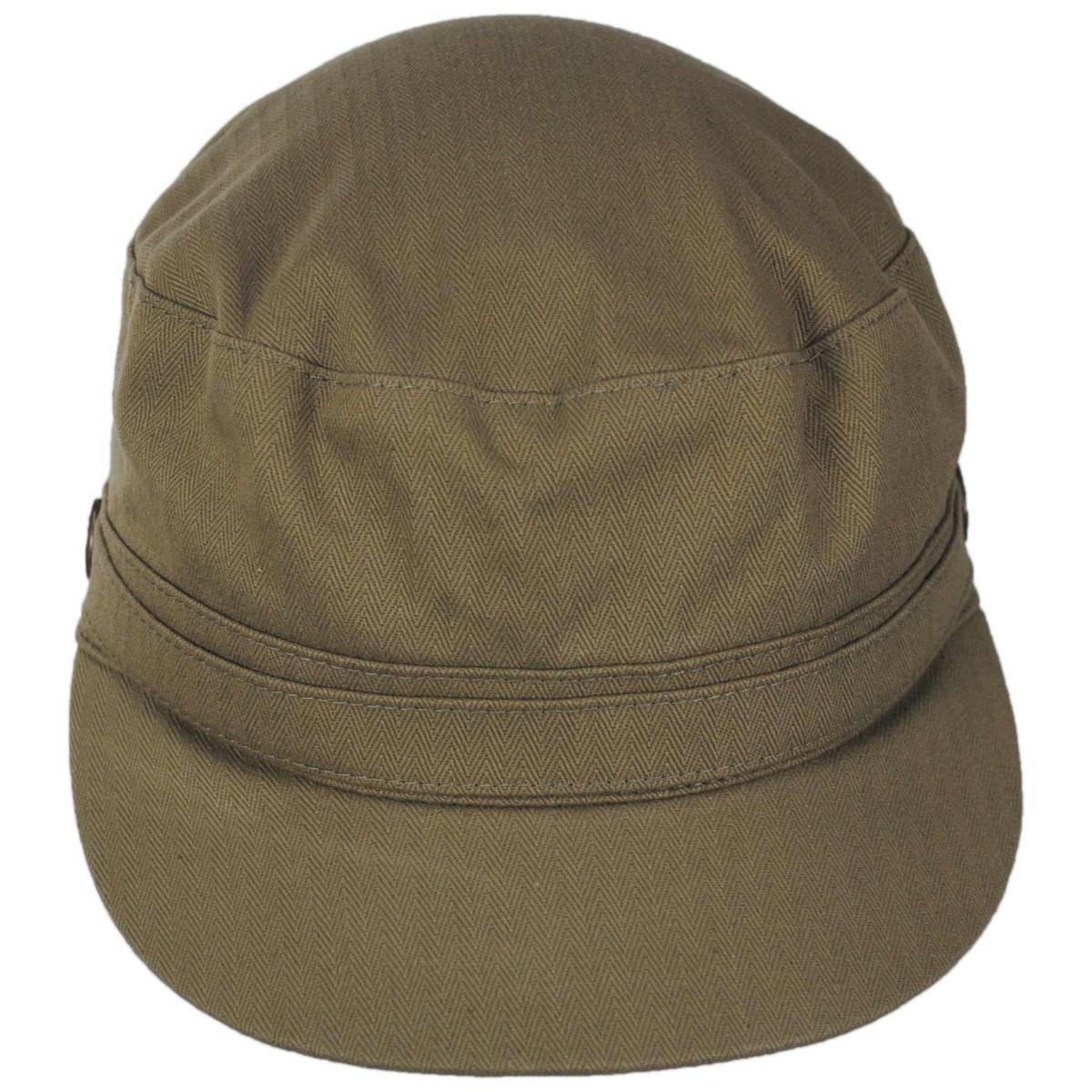 Jaxon Hats | Herringbone Cotton Cadet Cap | 222300 | front | OLIVE