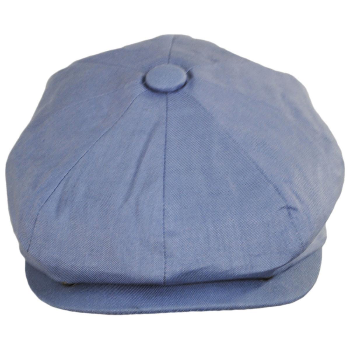 Jaxon Hats | Linen and Cotton Newsboy Cap | 167774 | front | DENIM BLUE