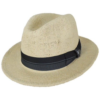 BRIXTON HATS | Roma Bangora Straw Fedora Hat | 128362 | lead | NATURAL/BLACK