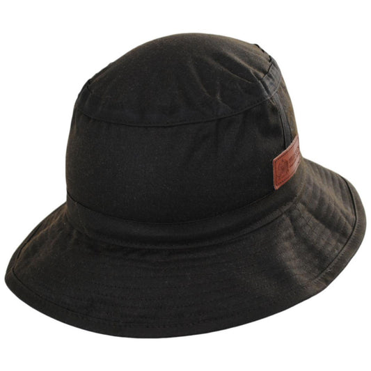 Hills Hats of New Zealand | The Storm Waxed Cotton Bucket Hat | 401703 | lead | BROWN