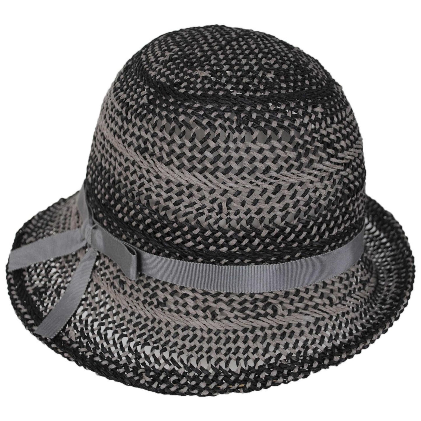 Kathy Jeanne | Two Tone Twisted Toyo Straw Profile Cloche Hat | 100719 | lead | GREY MIX