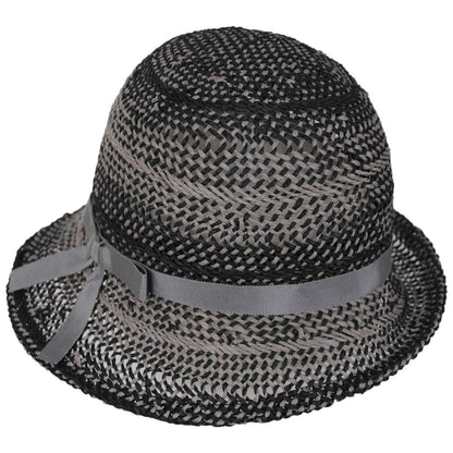 Kathy Jeanne | Two Tone Twisted Toyo Straw Profile Cloche Hat | 100719 | lead | GREY MIX
