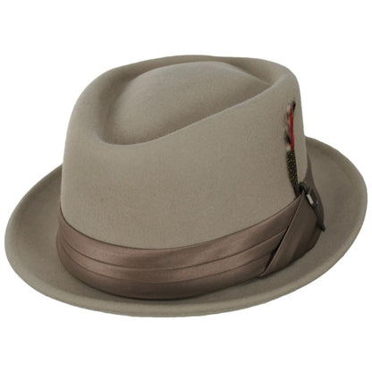 BRIXTON HATS | Stout Wool Felt Diamond Crown Fedora Hat - Sand/Dark Sand | 135602SDS | lead | SAND/DARK SAND