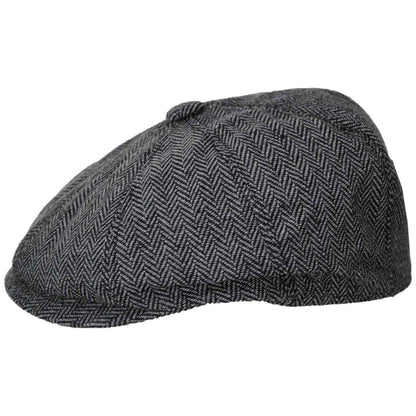 Jaxon Hats | Herringbone Wool Blend Newsboy Cap | 167780 | profile | GREY
