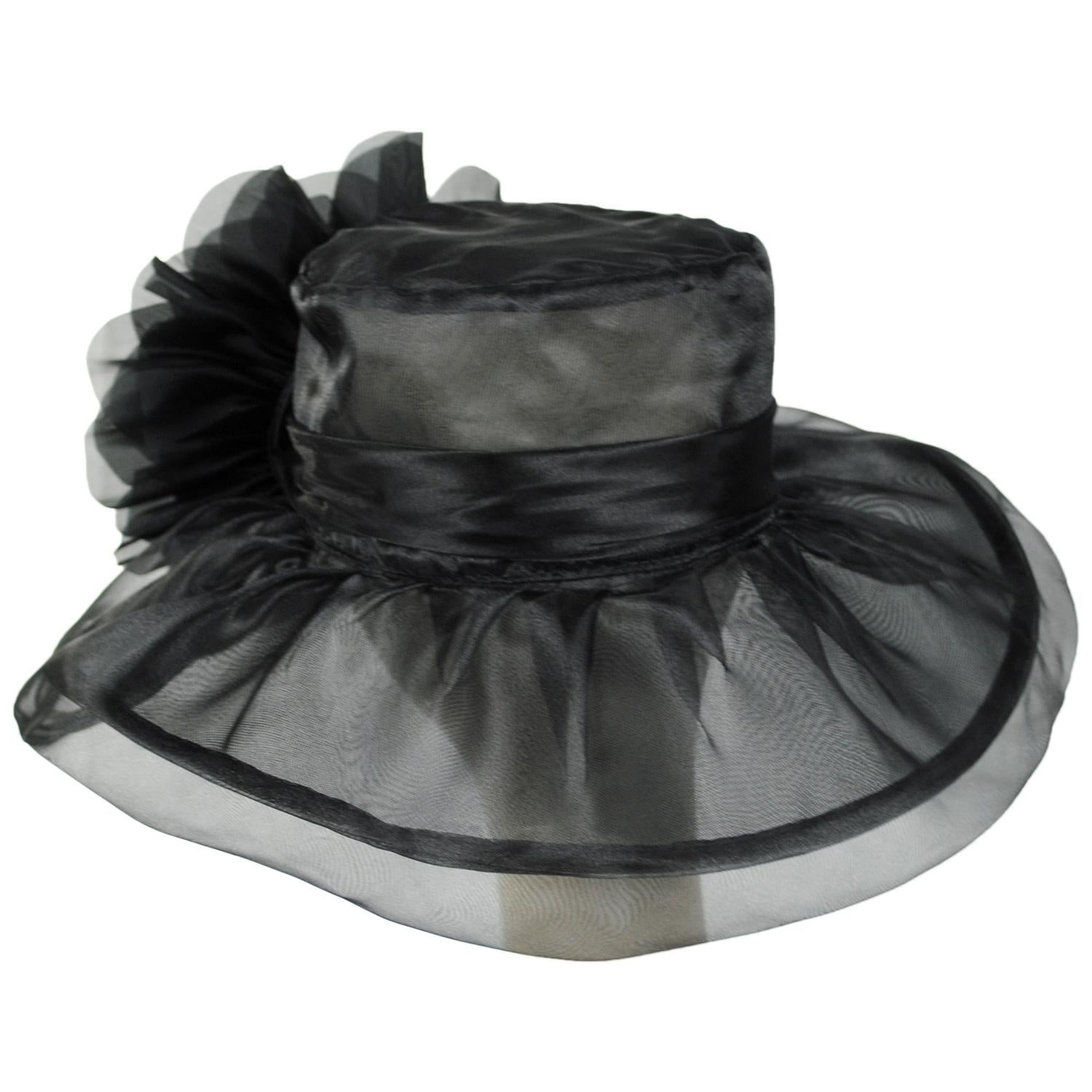 Sophia | Flower Clip Organza Dress Hat | 122910 | lead | BLACK