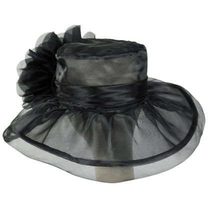 Sophia | Flower Clip Organza Dress Hat | 122910 | lead | BLACK