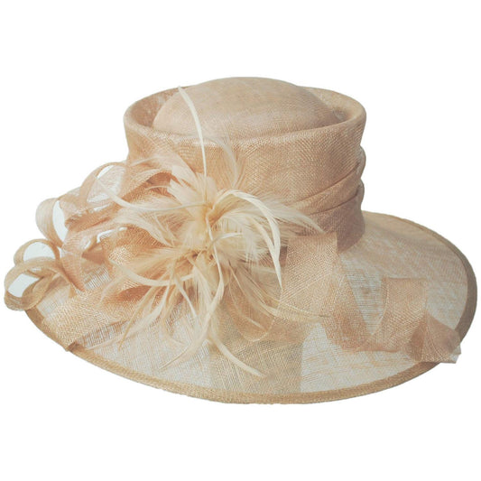 Something Special | Feather Flower Sinamay Straw Boater Dress Hat | 121339 | lead | PEACH