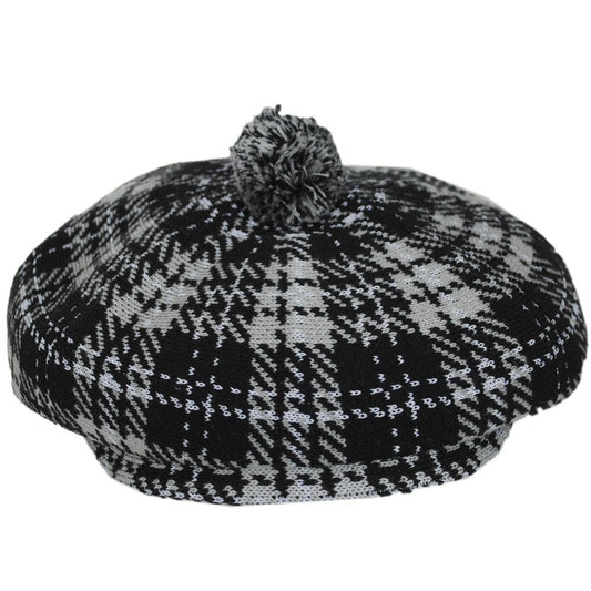 Kangol | New Heritage Pom-Pom Newsboy Cap | 160842 | front | BLACK CHECK