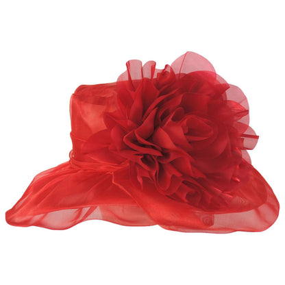 Sophia | Flower Clip Organza Dress Hat | 122910 | profile | RED