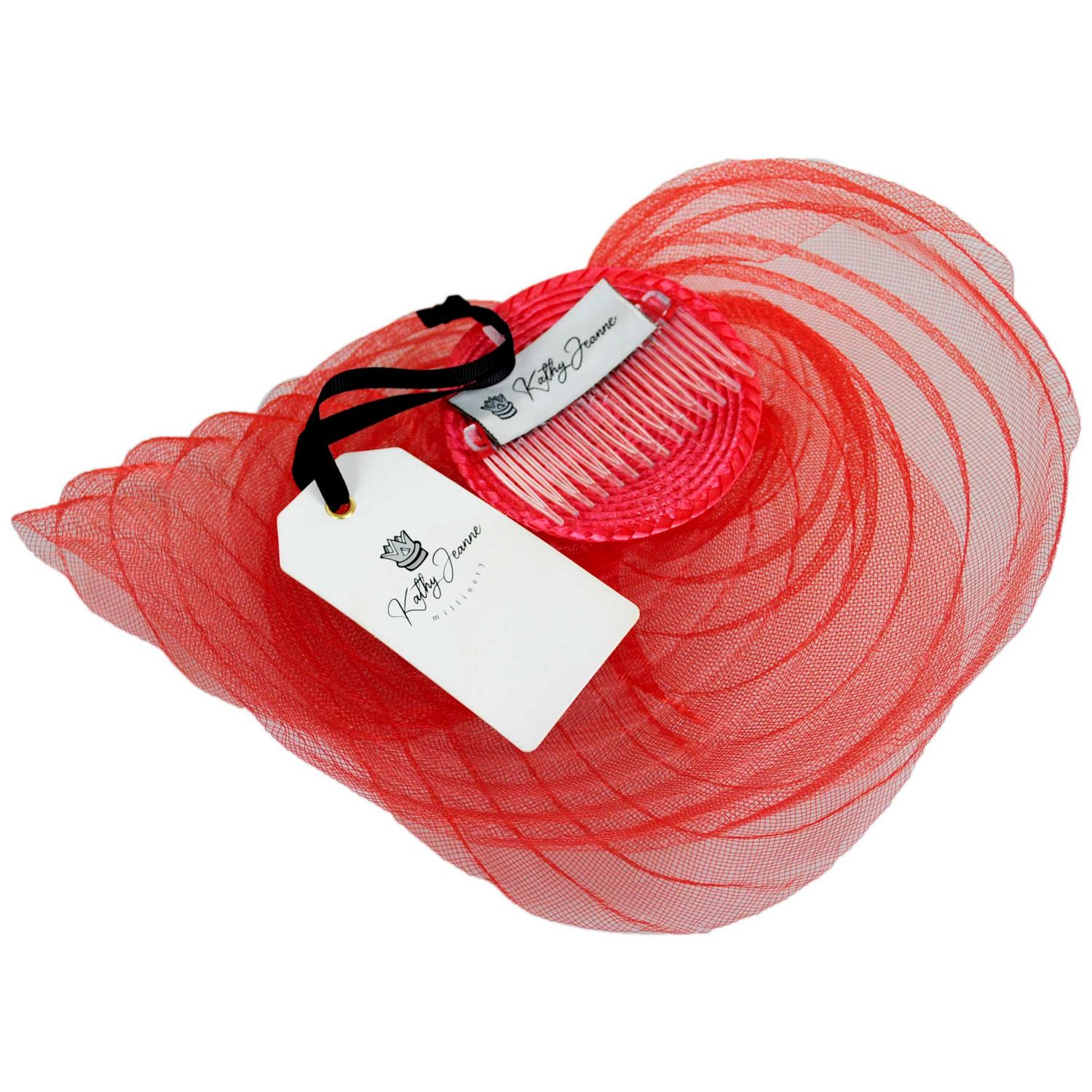 Kathy Jeanne | Fuego Horsehair Mesh Fascinator Hat | 122437 | under | RED