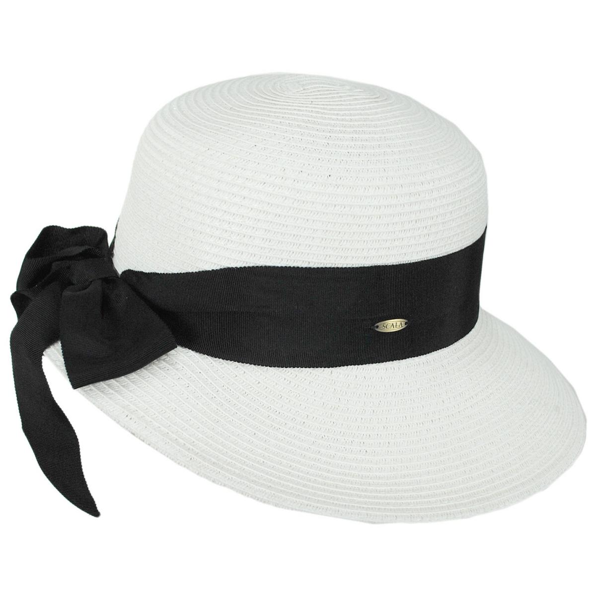 Scala | Assymetrical Toyo Braid Facesaver Cap | 101551 | profile | WHITE